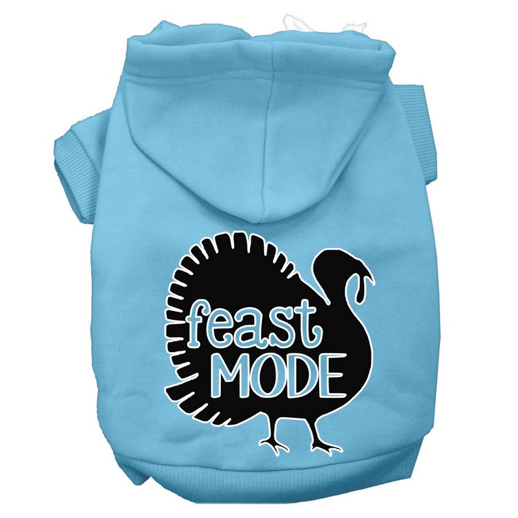 Feast Mode Screen Print Dog Hoodie Baby Blue XL